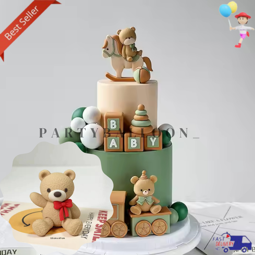 Cake Topper Kartun Beruang Topper Kue Ulang Tahun  Untuk Pesta Ulang Tahun Hewan Dekorasi Kue