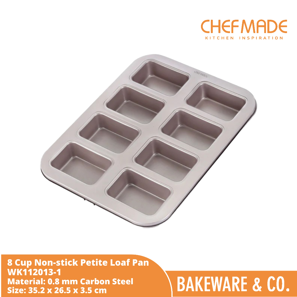 8 Cup Loyang Persegi Panjang Mini Anti Lengket Chefmade | Cetakan Kue Balok Brownies Carbon Steel
