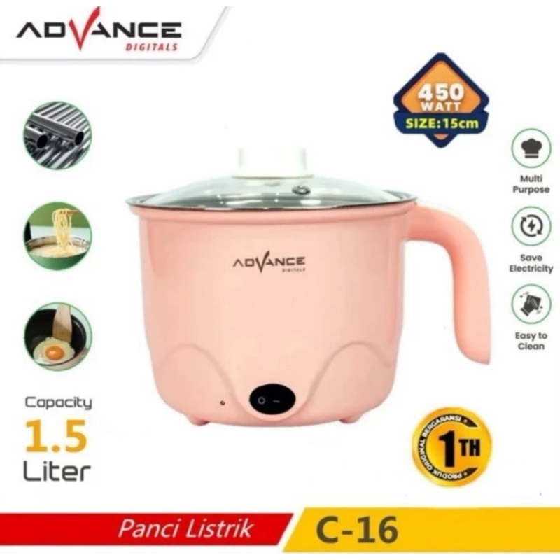 ADVANCE WARMER STEAMER COOKER C16 - ADVANCE PANCI SERBAGUNA 1.5L - PANCI LISTRIK ADVANCE - PANCI LIS