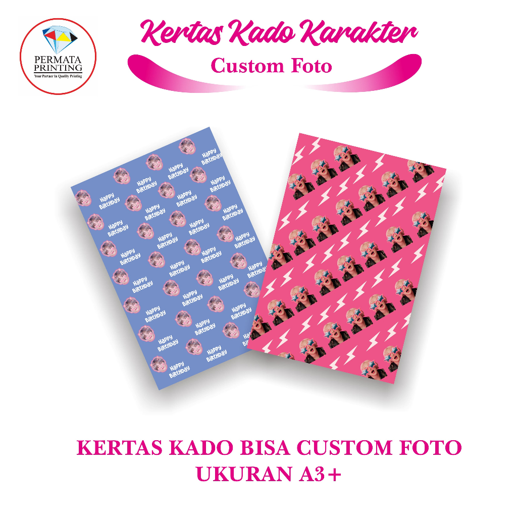 

CETAK KERTAS KADO CUSTOM AESTHETIC FOTO MUKA ATAU TULISAN |Print Wrapping Paper Wajah Idol Bungkus Souvenir Hadiah