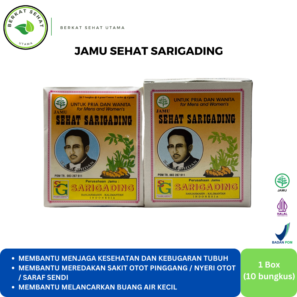 

Jamu Sehat Sarigading Pria dan Wanita 100% Original (1 Box - 10 Bungkus)