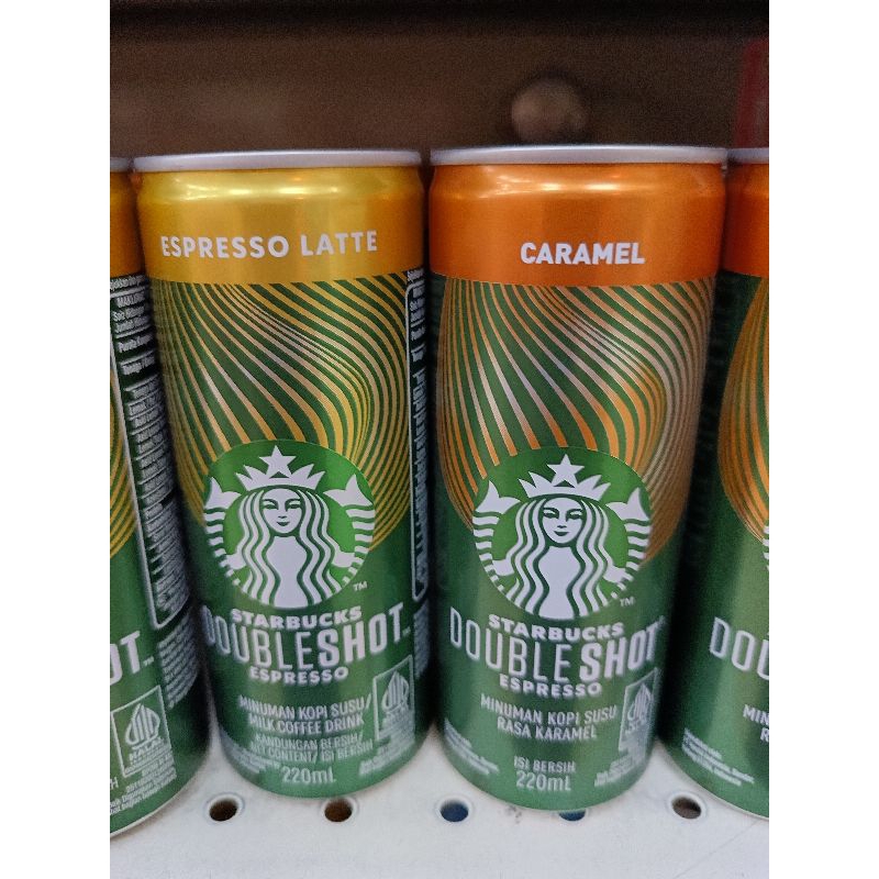 

Starbucks Doubleshot Espresso Latte & Caramel minuman Kopi Kaleng 220 ml