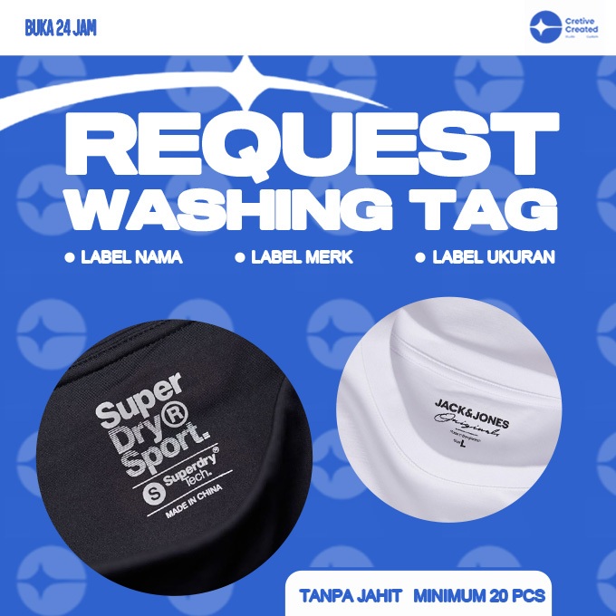 

Label Setrika DTF Request Tanpa Jahit Min 20pcs | Label nama | Label merk | label ukuran