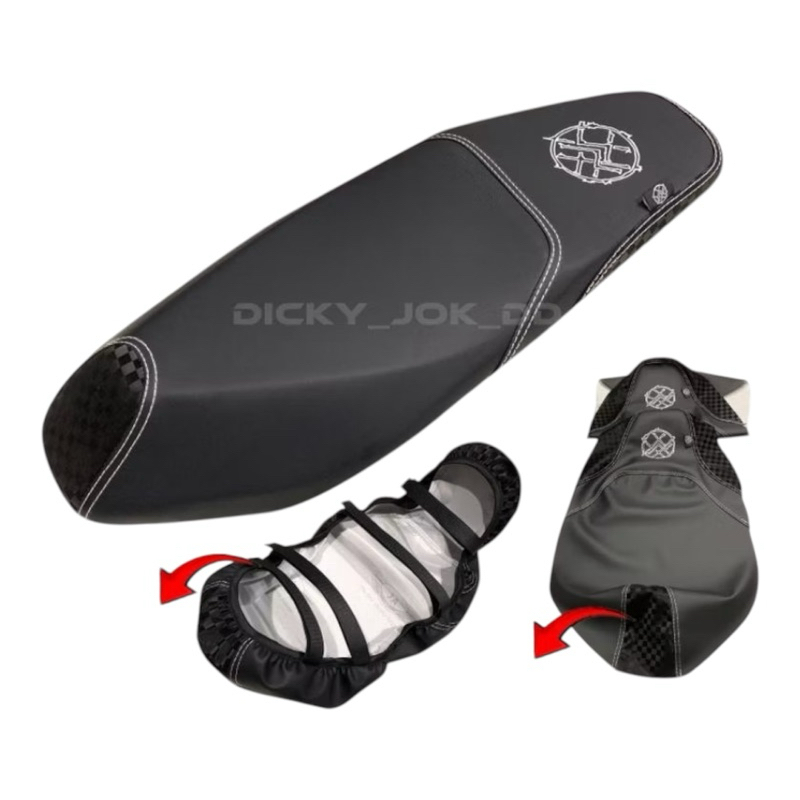 Kulit Jok Motor Cover Jok Motor Logo VENOM X CARBON CATUR 3D Bahan Tebal Motor Beat,Vario,Nmax,Scoop