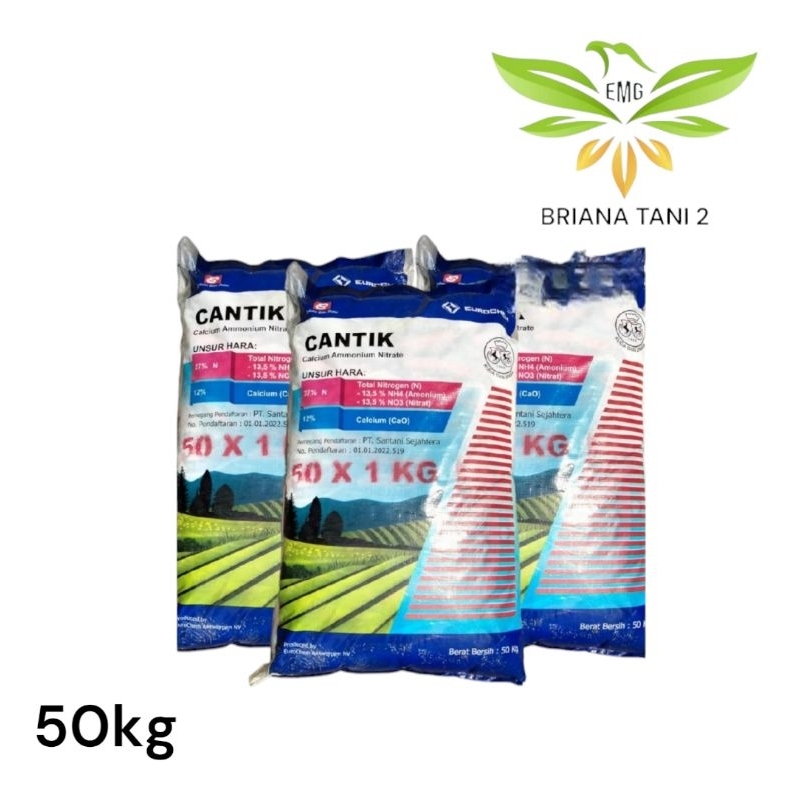 Cantik 50KG Pupuk Calcium Ammonium Nitrat Nitrogen 27%, Calcium 12%  Untuk Semua Jenis Tanaman Santa