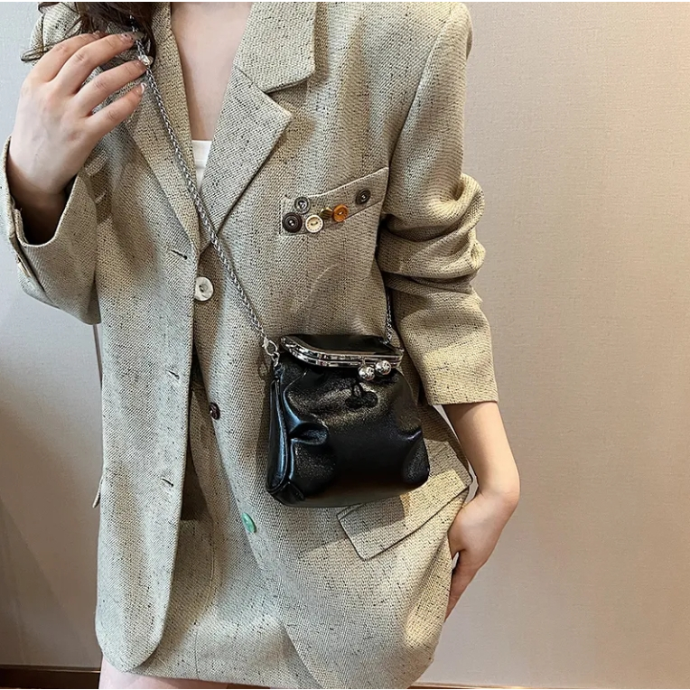 bestpromo readycodtas wanita perak 2024 musim panas baru tas selempang rantai seratus tas mini