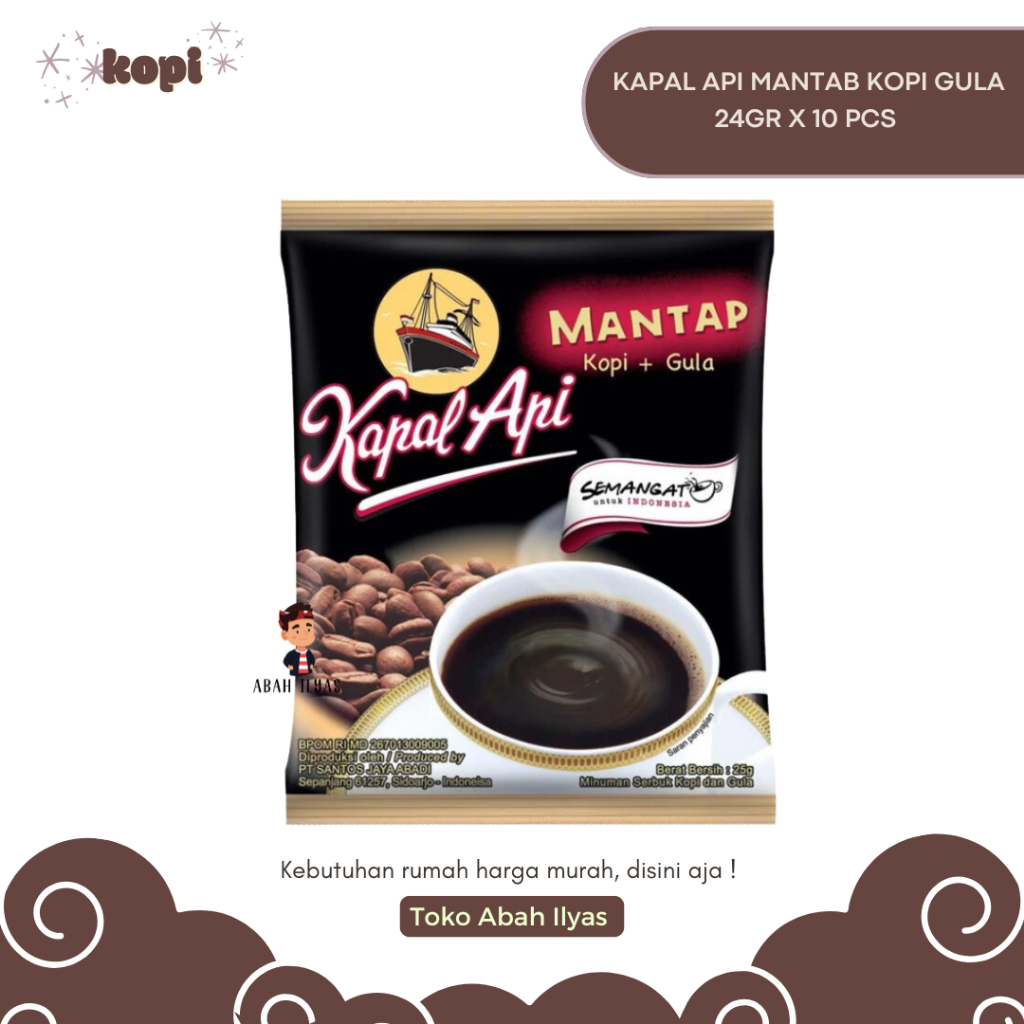 

Kopi Kapal Api Mantab Kopi Gula Sachet isi 10 Pcs