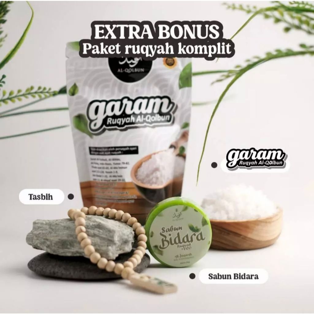 

Al-Qolbun - Garam Ruqyah Asli Kemasan 275Gram Bonus Sabun Bidara & Tasbih Memperlancar Rezeki & Aura