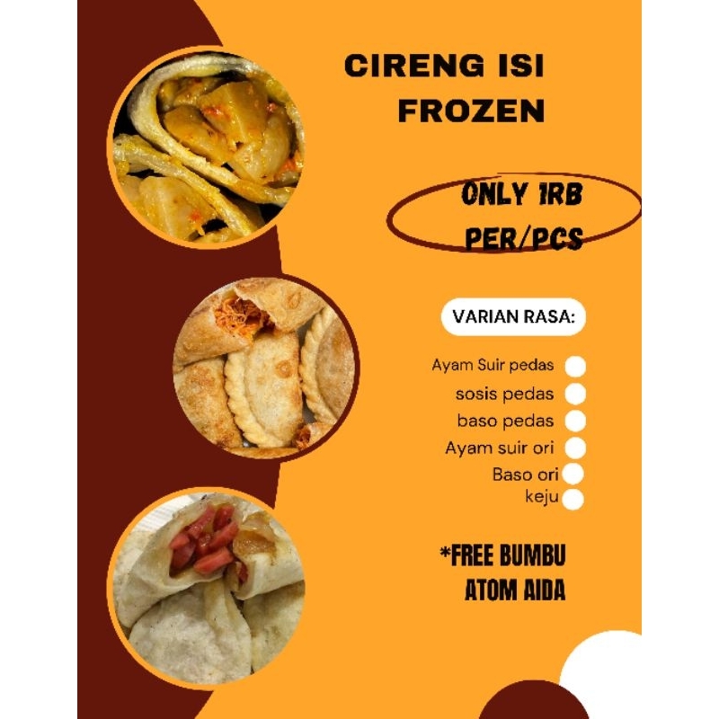 

Cireng Isi Frozen ayam suir,sosis,baso,keju 1000/pcs