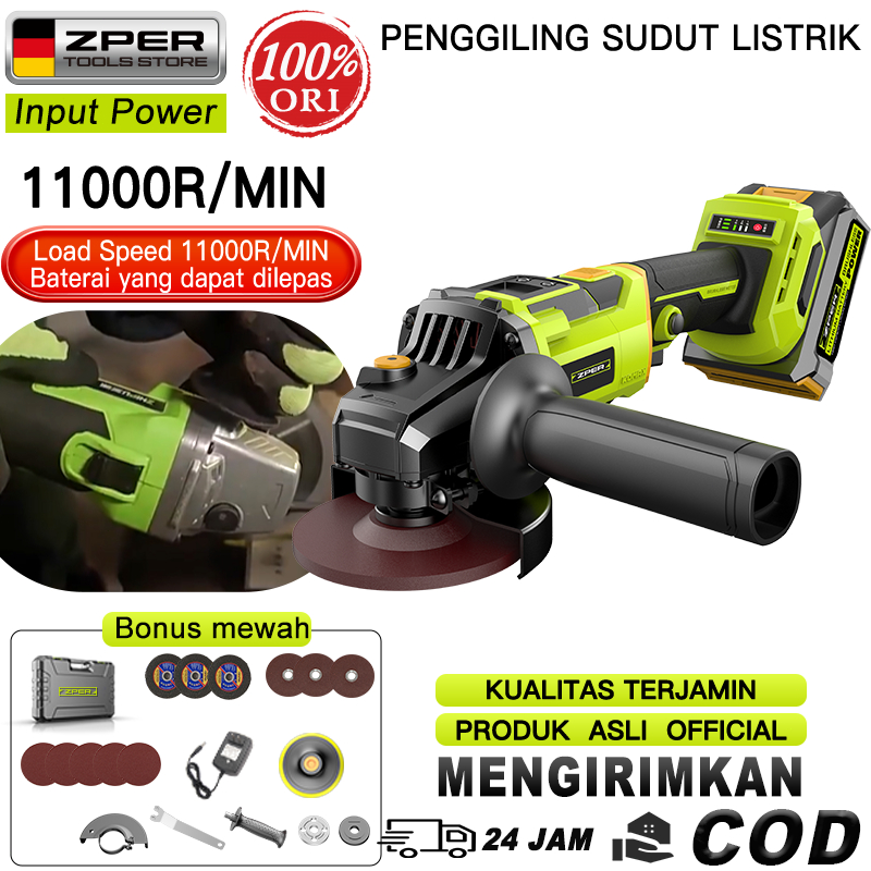 ZPER Penggiling gerinda baterai Tanpa Kabel Penggiling Sudut Penggiling Manual Murah Sudut gerinda p