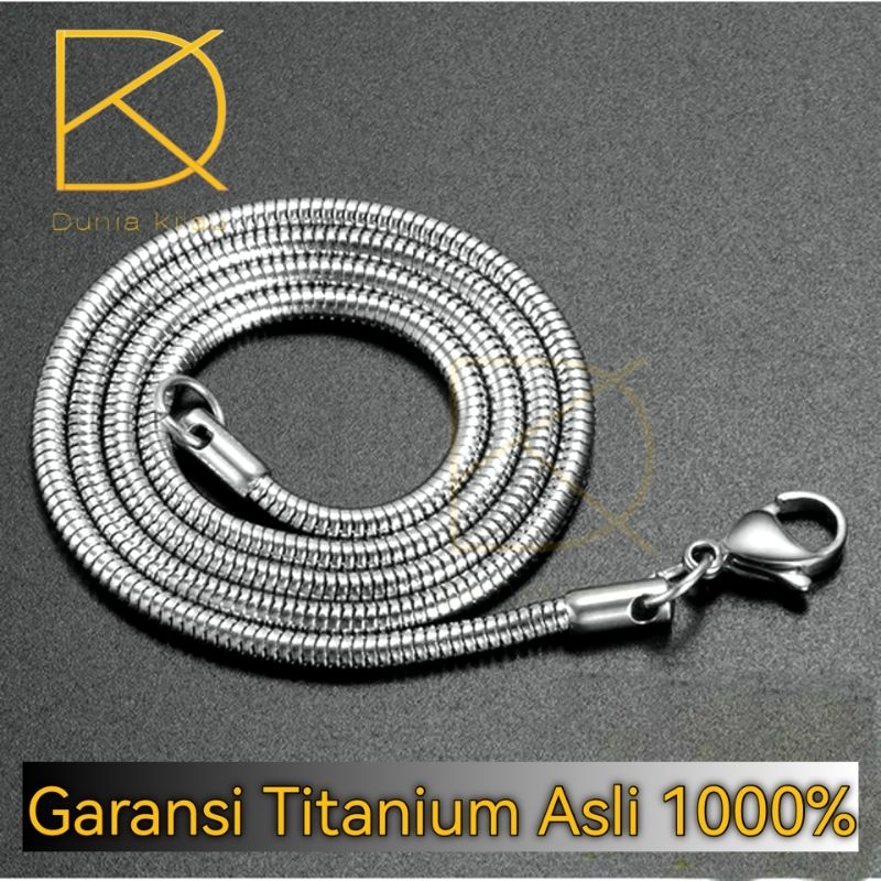 Kalung Pria Titanium Anti Karat Rantai Belut Silver Emas Putih Perak Asli Keren Cowok Wanita