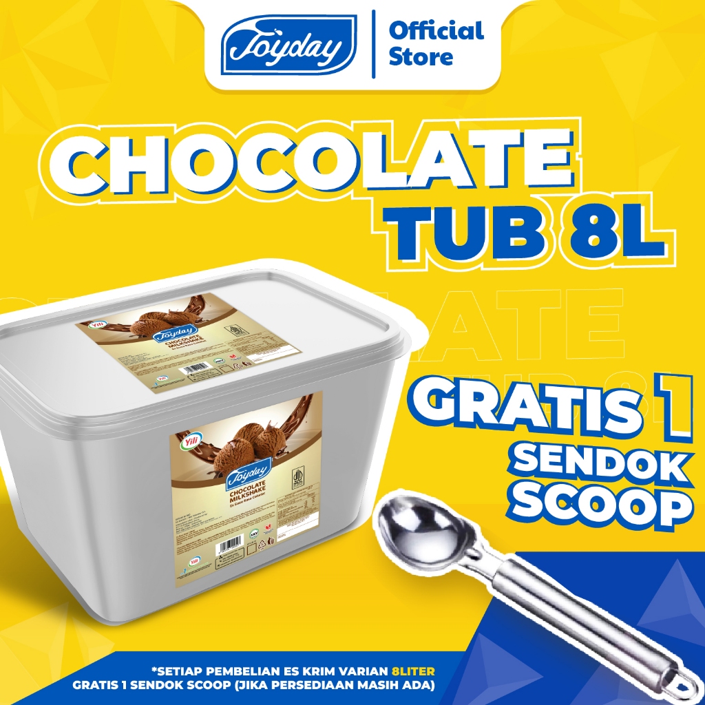 

GRATIS Sendok Es Krim Joyday Ice Cream Chocolate Bucket 8L - Es Krim Ember Free Scoop