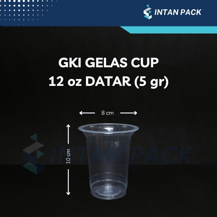 Gelas Plastik Cup 12 oz Datar GKI 5 gram ( 50 pcs )