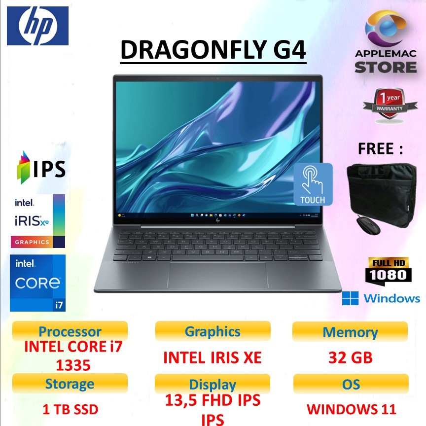 Laptop Touch HP Dragonfly G4 Intel Core EVO i7 1335U 32GB DDR5 1TB SSD FHD Ips Windows 11 Pro