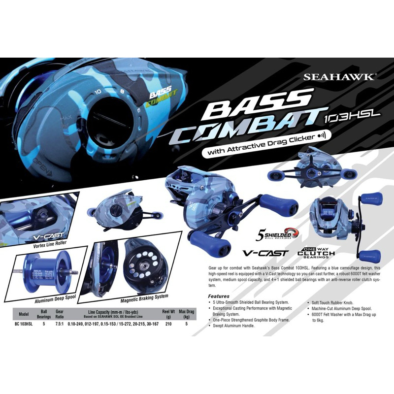 Reel Seahawk Bass Combat 103HSL - baitcasting reel