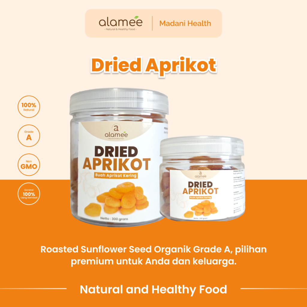 

ALAMEE Dried Apricot Buah Aprikot Kering Dried Fruit Apricots Tanpa Biji Cemilan Buah Sehat 300gr
