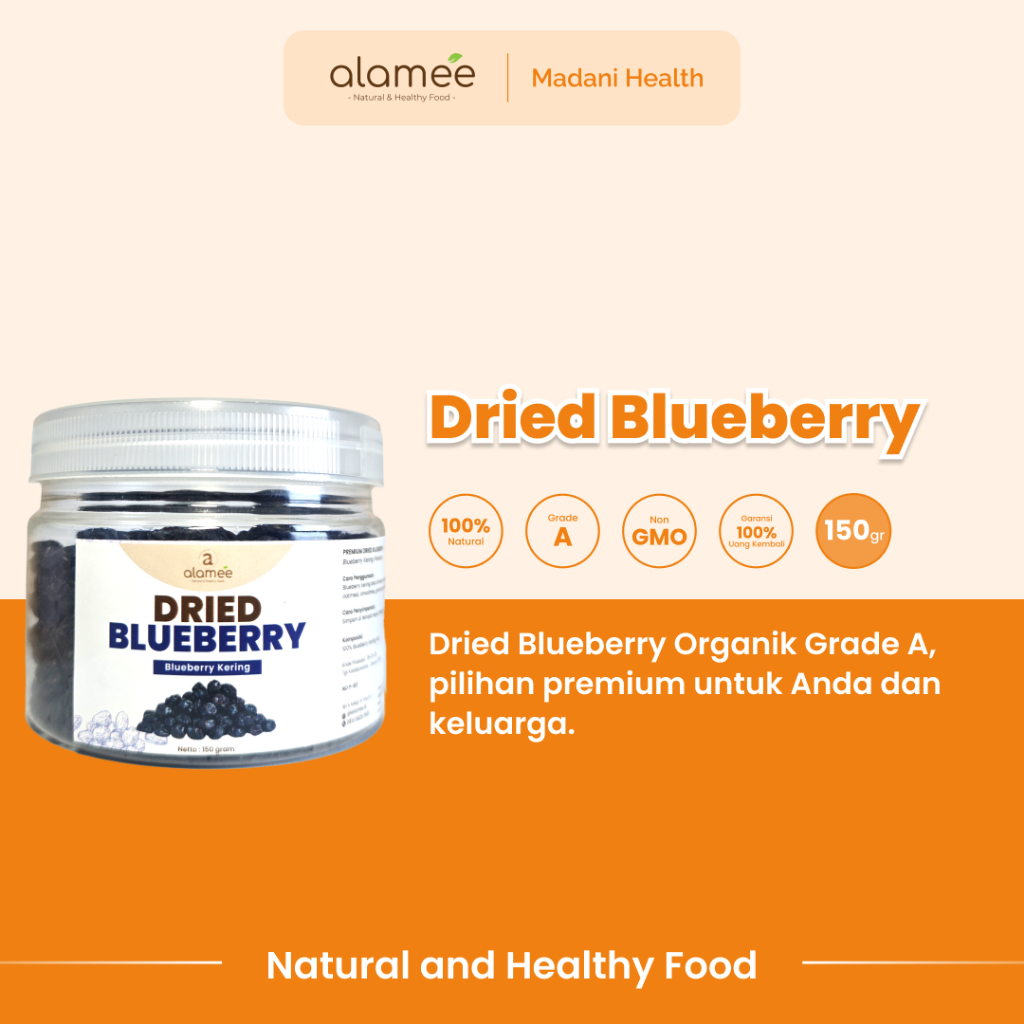 

ALAMEE Blueberry Kering Cemilan Buah Sehat Dried Fruit Blueberry Cemilan Rendah Kalori 150gr