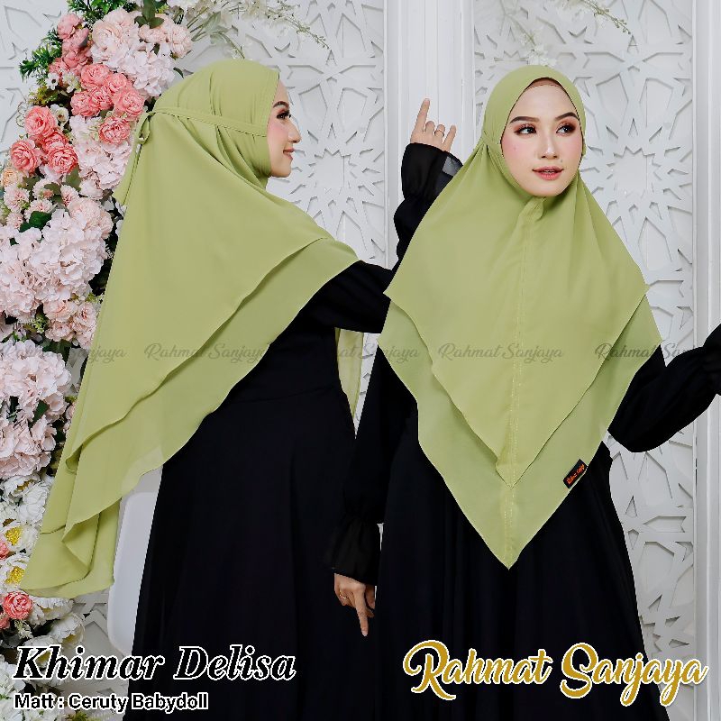 KHIMAR CERUTY NON PET TALI 2 LAYAR JUMBO KHIMAR DELISA NON PET TALI BAHAN CERUTI BABY DOLL