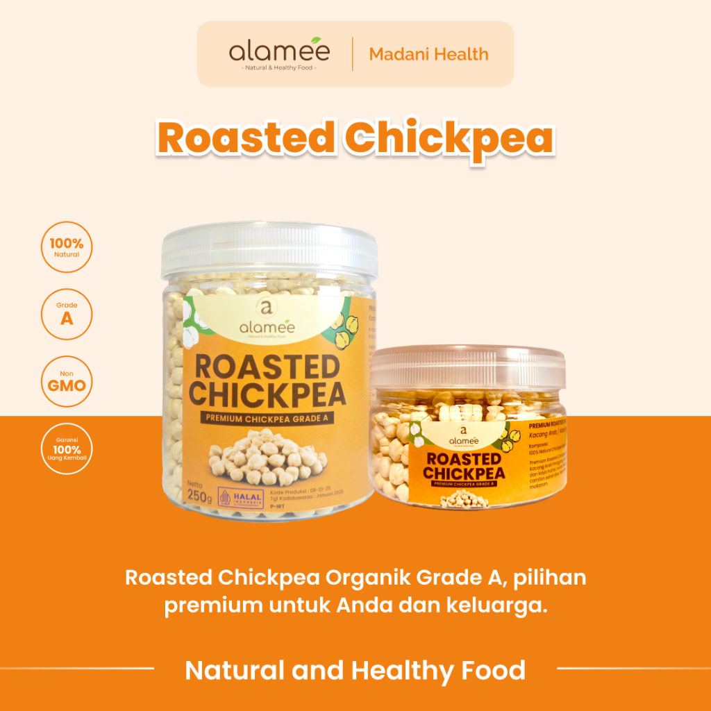 

ALAMEE Kacang Arab Panggang Roasted Chikpea Kacang Adas Gurih Matang Siap Makan PREMIUM 250gr