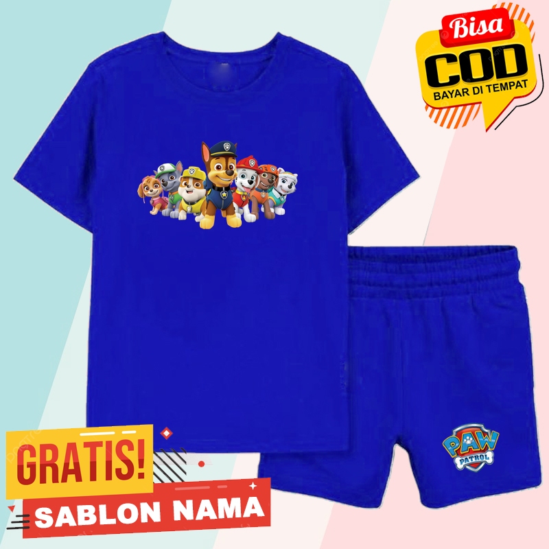 Setelan Koas Anak Paw Patrol Karakter / Baju Setelan Celana Kaos Anak Laki Laki & Perempuan Custom N