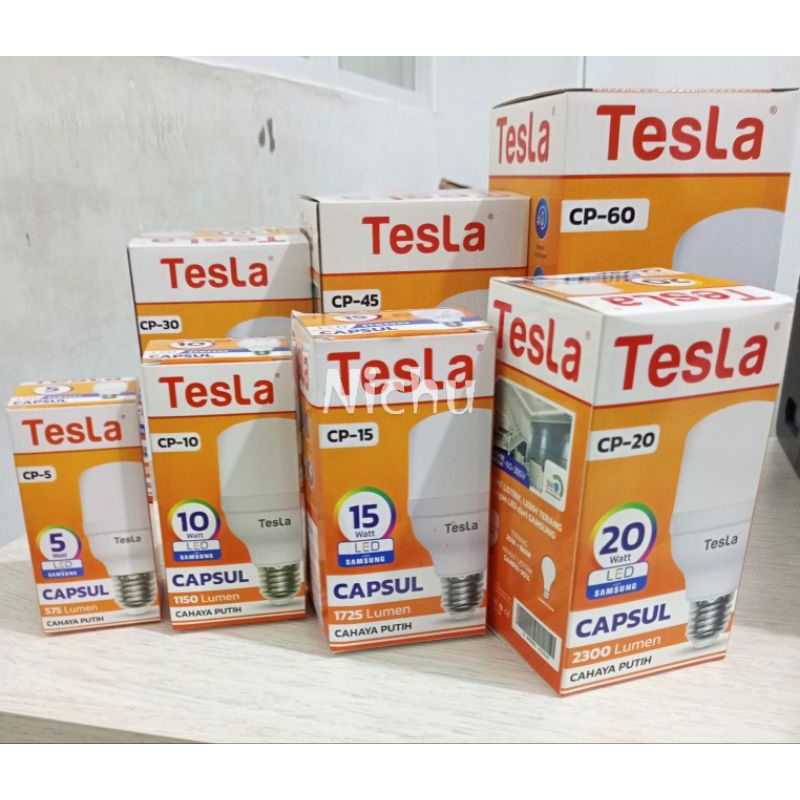 Lampu LED Bohlam Capsul 5W/10W/15W/20w/30W/45W/60W Tesla Cahaya Putih Hemat Energy