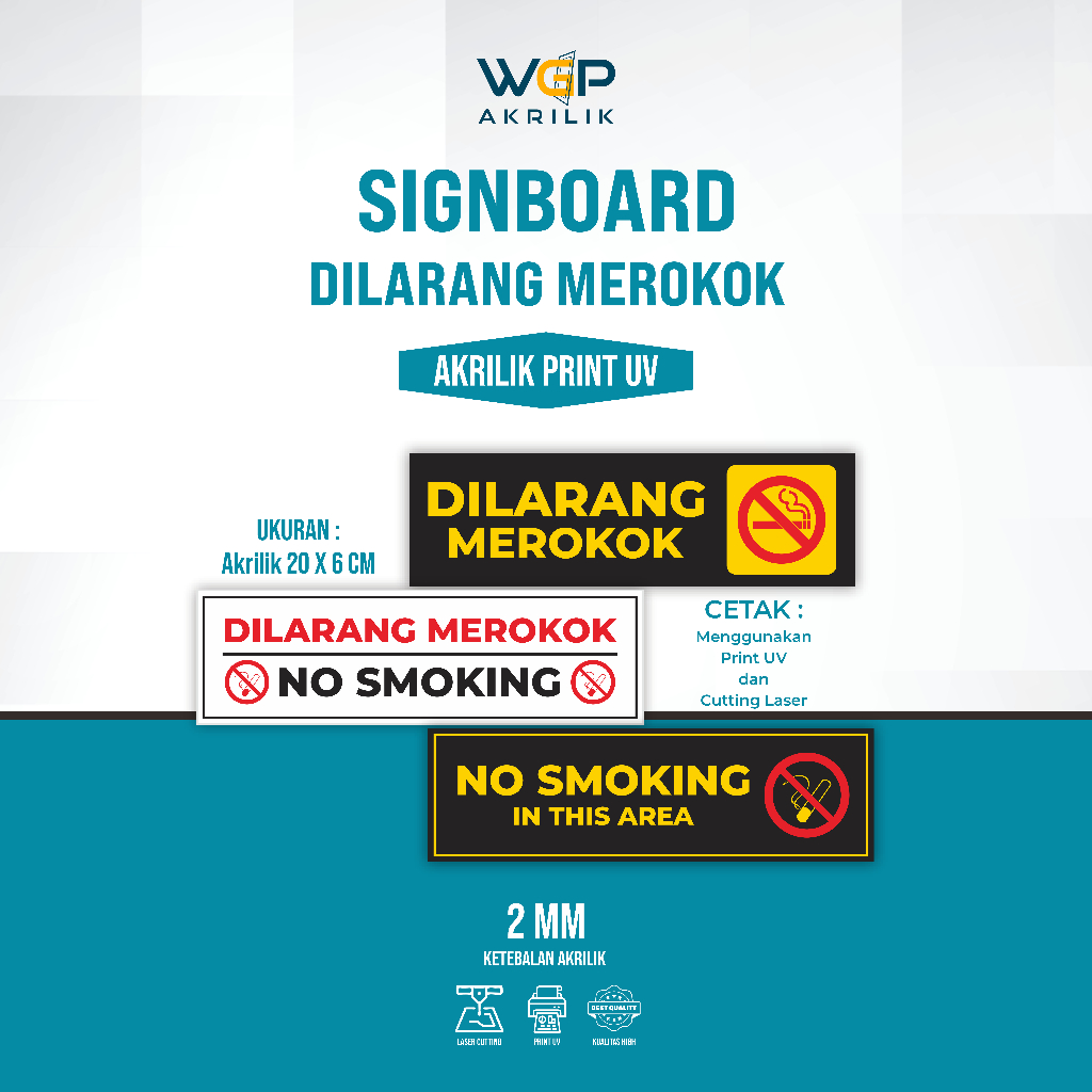 

Sign Dilarang Merokok Custom No Smoking Custom Print Uv Anti Air