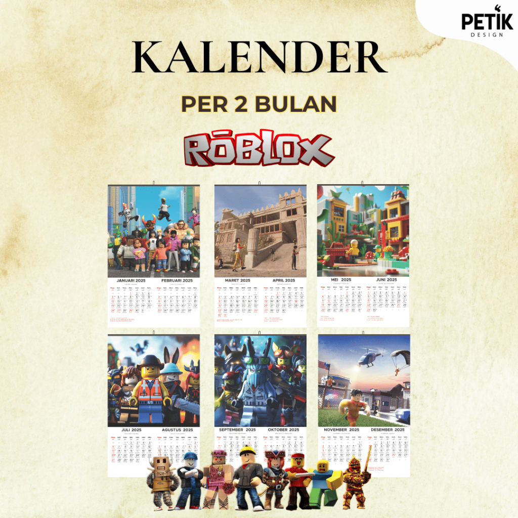 

Kalender Dinding Roblox 2025 6 Lembar Klem