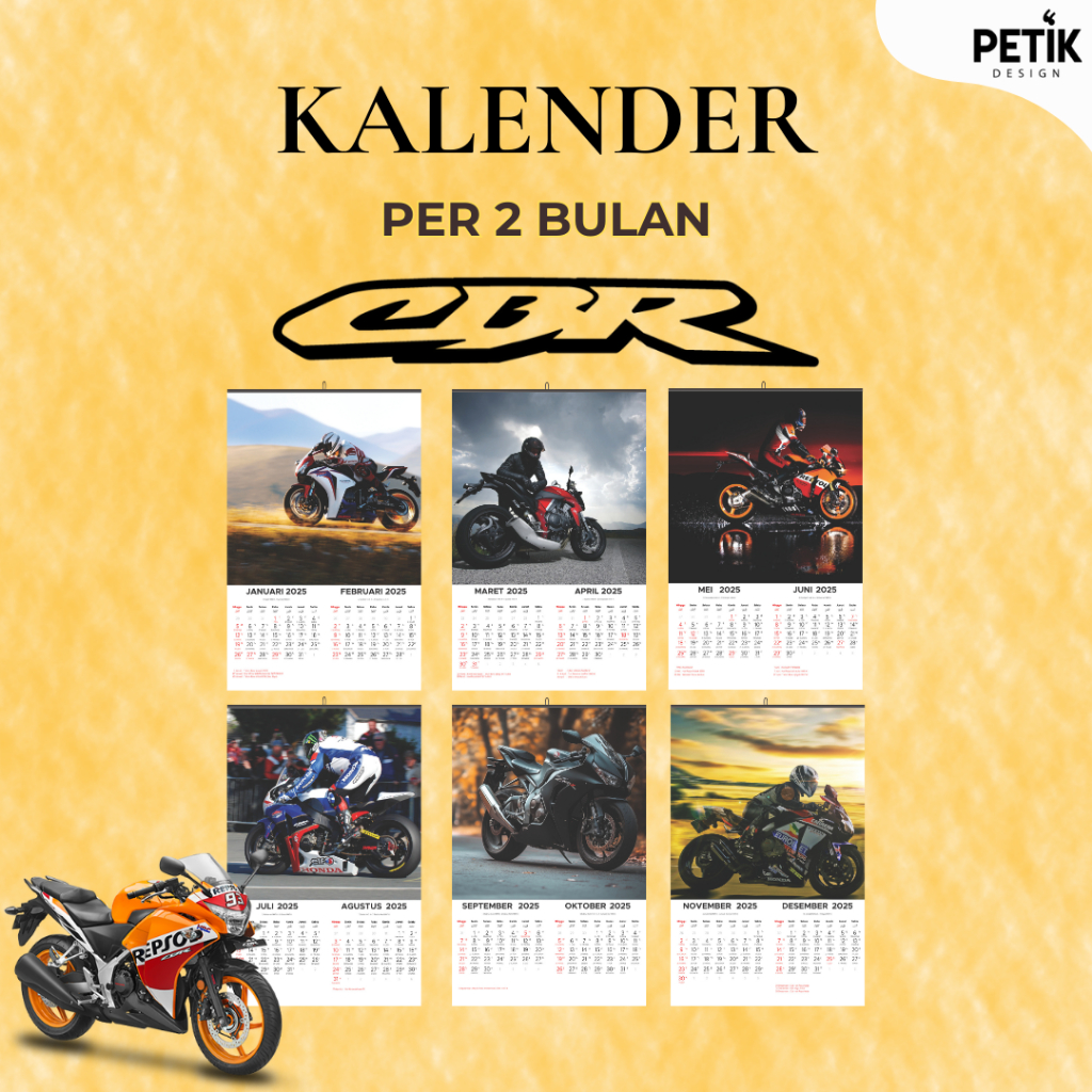 

Kalender Dinding CBR 250 6 Lembar Klem