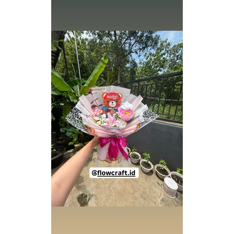 Buket Coklat | Buket Coklat Silverqueen Beruang | Buket valentine | Buket coklat dan bunga