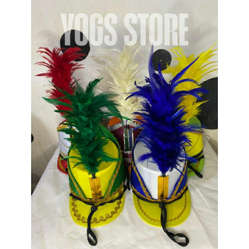 Topi drumband + bulu bisa request warna dan ukuran paud sampai sma