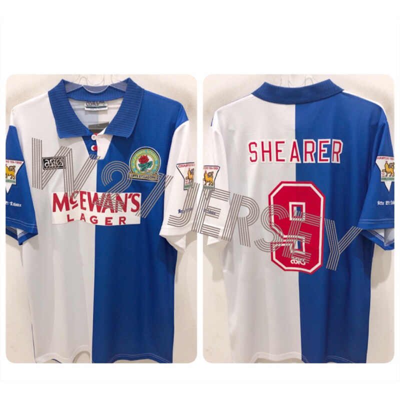 JERSEY RETRO - BLACKBURN ROVERS HOME 1995-1996 name player Shearer + Patch