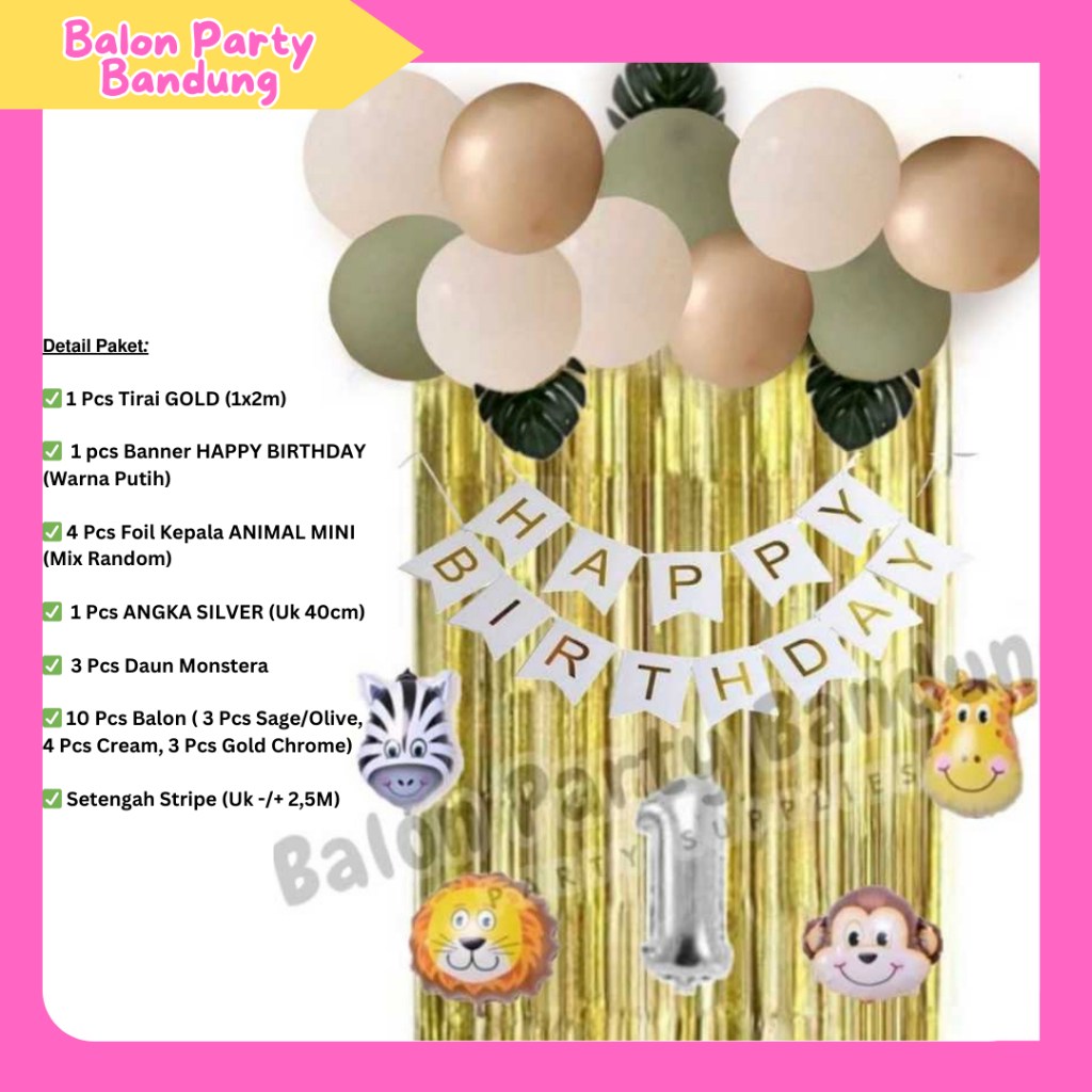 BALON PARTY Paket Animal Mini (AM 02) / Dekorasi Ulang Tahun Hewan / Jungle