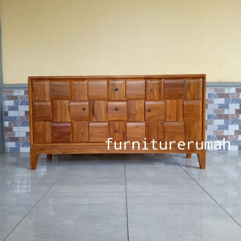 meja tv kayu jati minimalis modern, bufet tv minimalis kayu jati, buffet tv kayu jati
