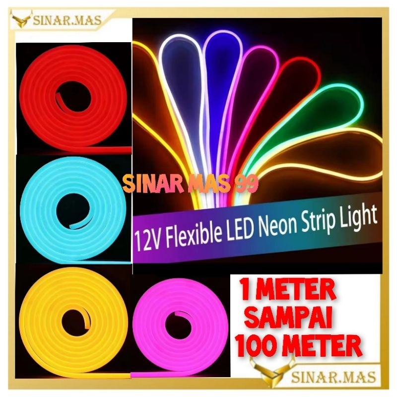 Lampu LED neon flex selang flexible 12 VOLT meteran flexible LED strip out door dc 12 VOLT