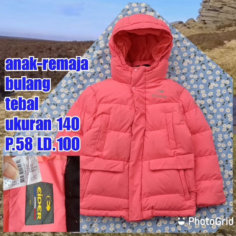 jaket gunung outdoor puffer gelembung tebal winter salju bulang bulu angsa eider pink