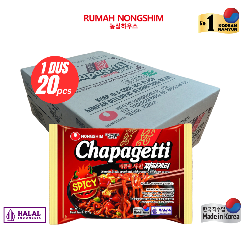 

1 DUS - Nongshim Chapagetti SPICY [137 gram x 20 pcs] Instant Jajangmyeon Noodle