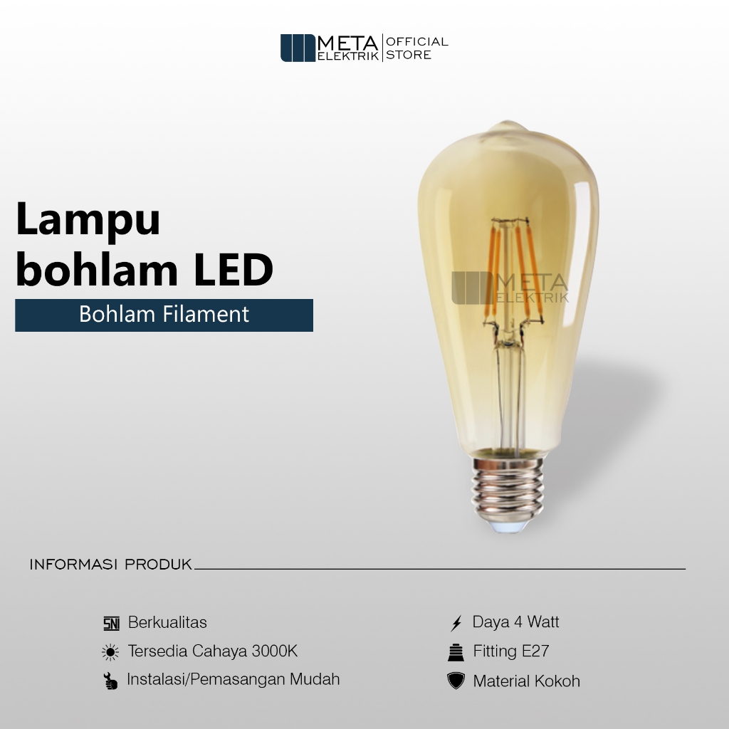 Lampu bohlam filamen LED 4 watt Lampu Bohlam Cafe LED 4W