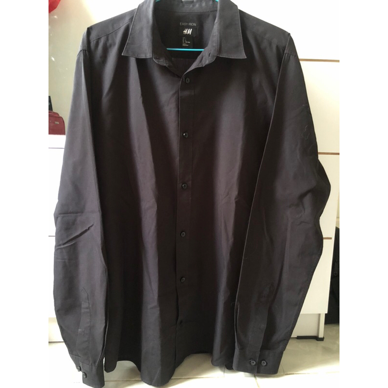H&M Kemeja Hitam Lengan Panjang