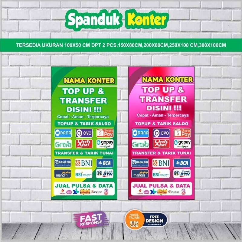 Spanduk / Baner konter pulsa custom Desain