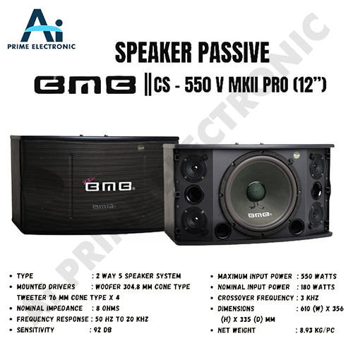 BMB CS 550 V MK II PRO Speaker Passive Speker Pasif Karaoke Salon Karoke 12 Inci
