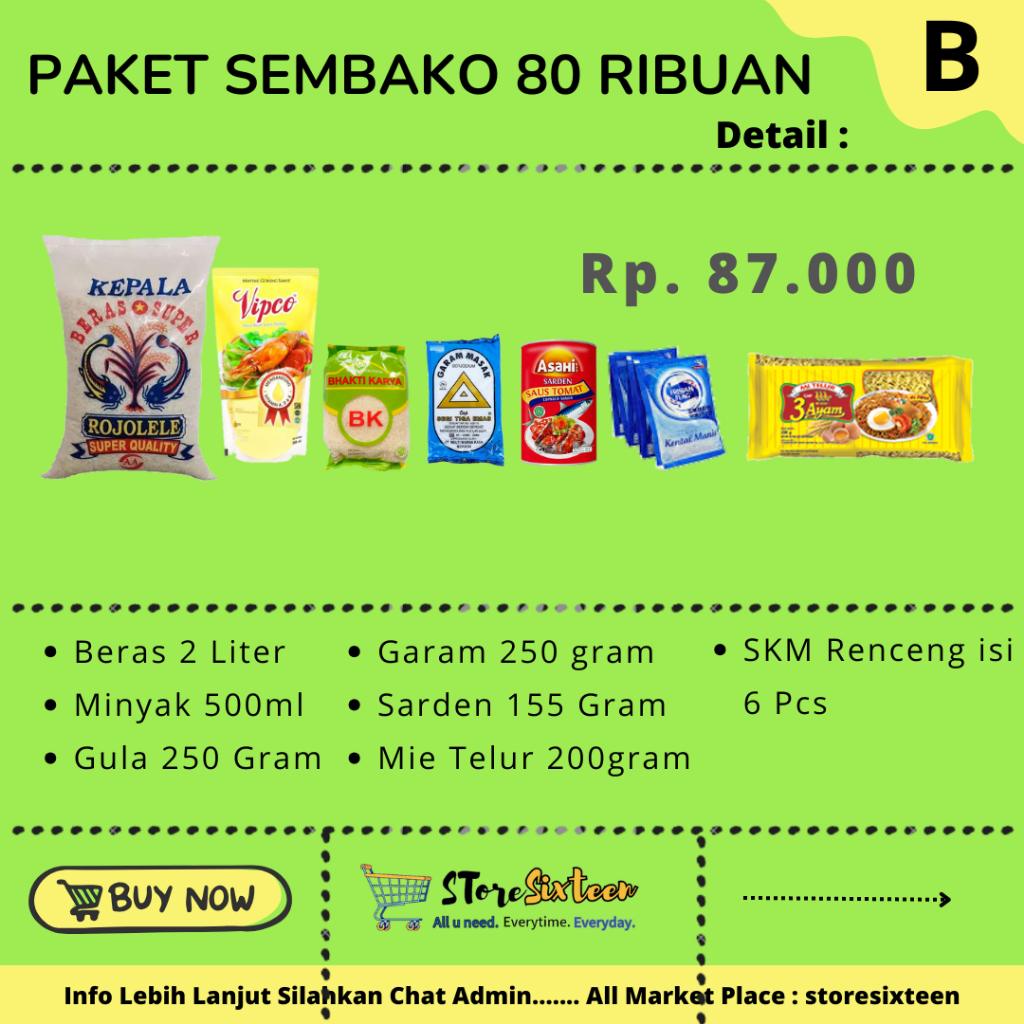 

Paket Sembako Murah 80Ribuan B / Paket Sembako Murah By Storesixteen