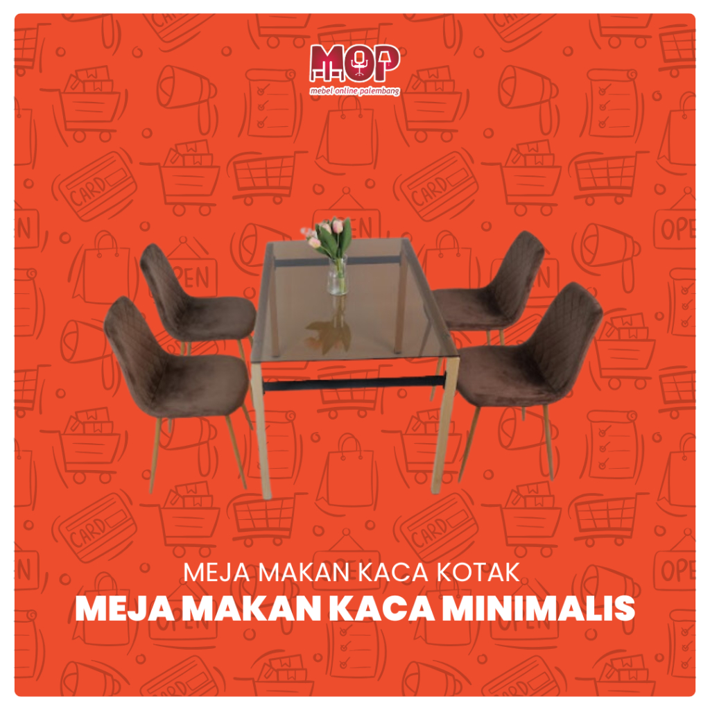 Meja makan 4 kursi tempered kaca meja makan terbaru meja makan kaki besi