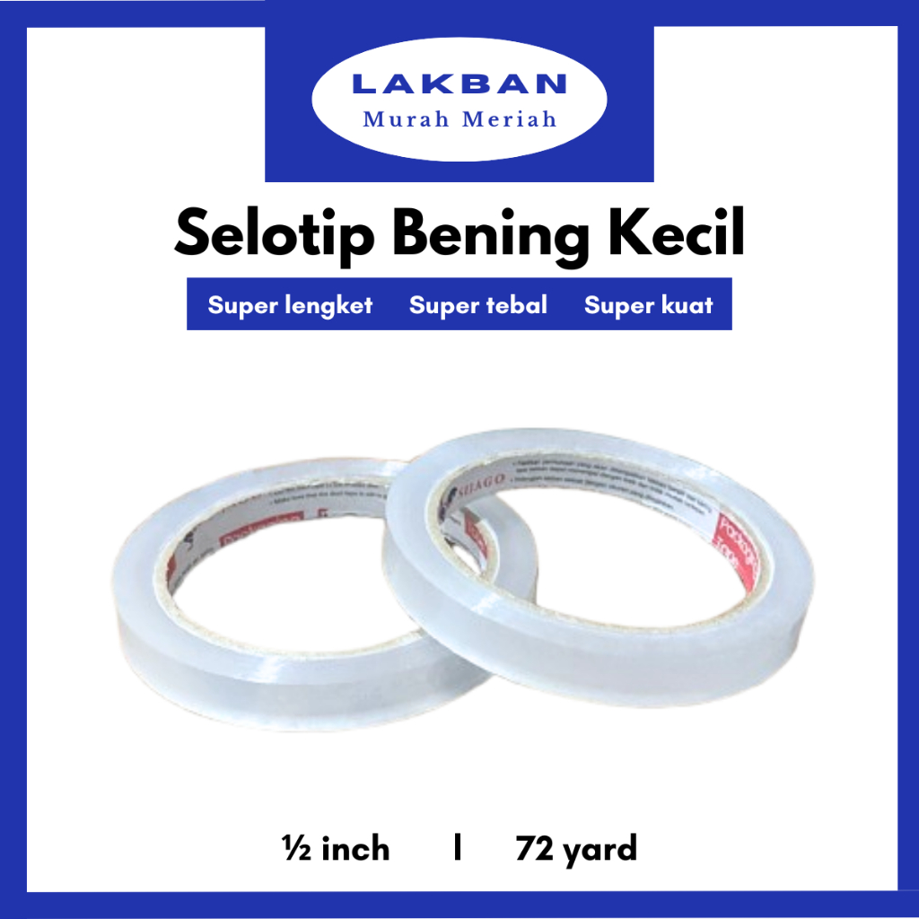 

[PCS] Isolasi Kecil 12 mm x 72 yard Selotip Lakban Bening Kecil Parcel Hampers Toples Super Kuat dan Rekat Murah Semarang BIsa Instan