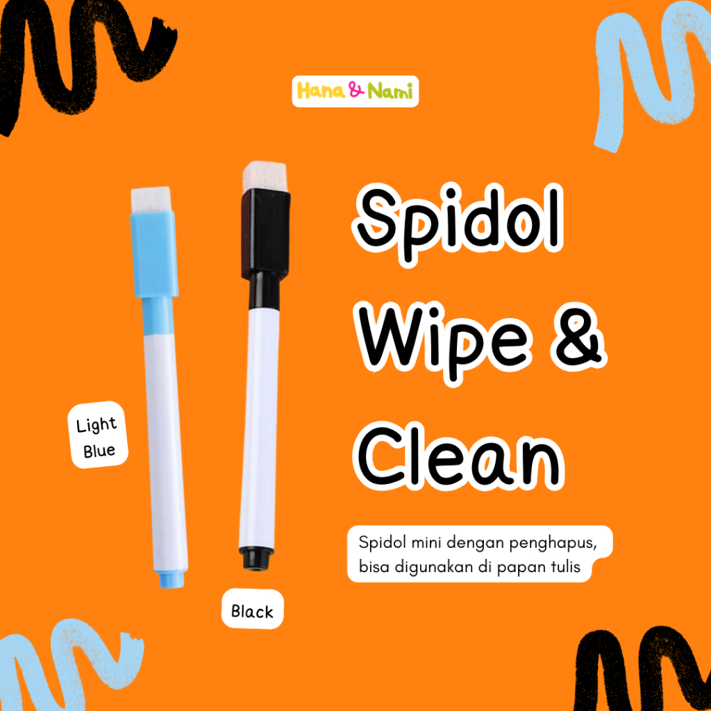 

Hana & Nami Spidol Wipe & Clean Mini Spidol dengan Penghapus Spidol Papan Tulis