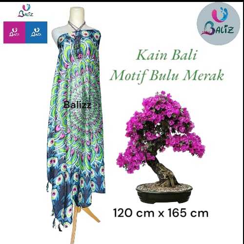 kain pantai motif Bulu Merak Standar - sarung pantai bali - kain pantai bali - sarung bali - selenda