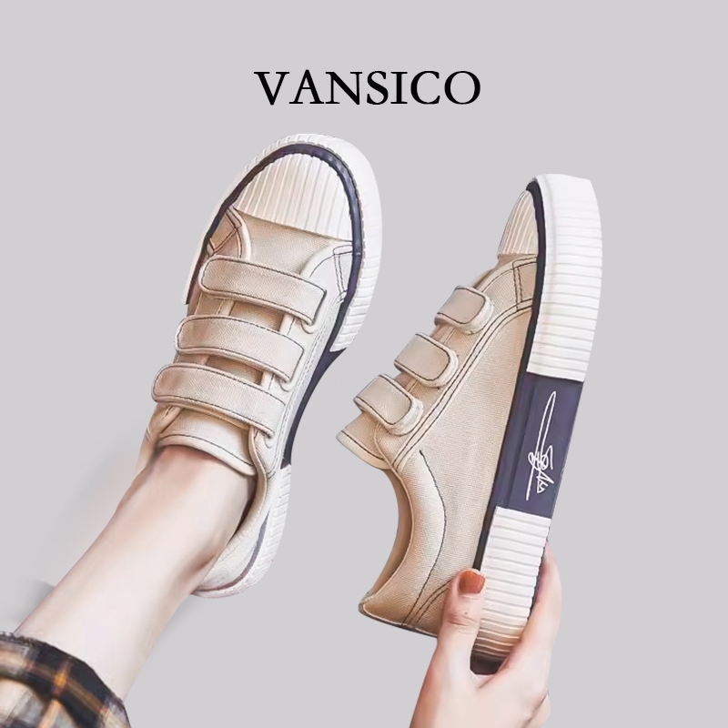VANSICO Sepatu Sneakers Slip On Canvas Kanvas Wanita Original 100% Santai Casual Sepatu Kets Cewek T