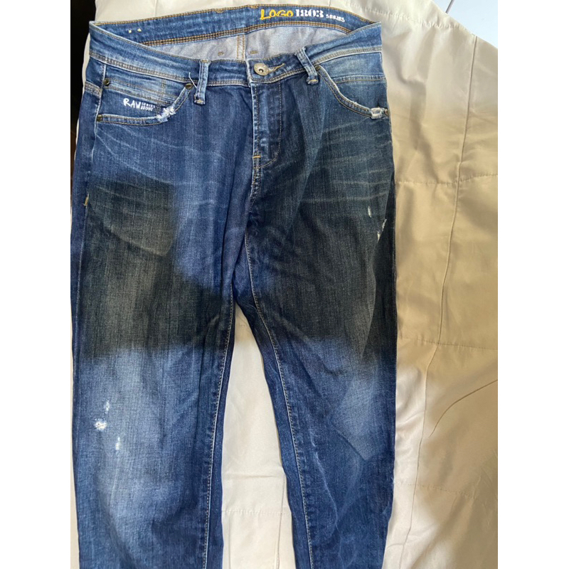 PRELOVED Like New ツ Raw Logo Jeans 1803 Dark Blue Denim Straight Jeans