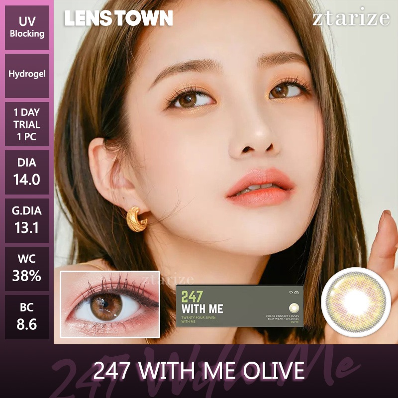 ztarize - Ready Stock - Trial LENSTOWN 🇰🇷 247 With Me Olive 1 Day Daily Soft Contact Lens 1 Pc LENST