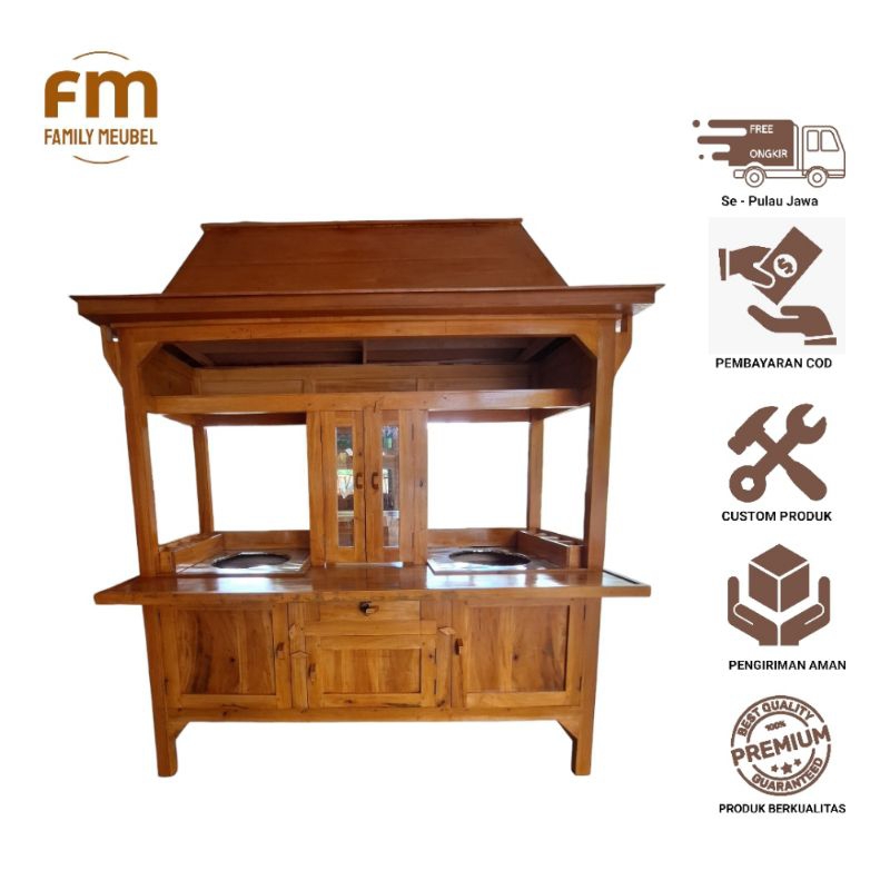 Gerobak mieayam bakso 2 tungku , Gerobak mieayam bakso mangkal