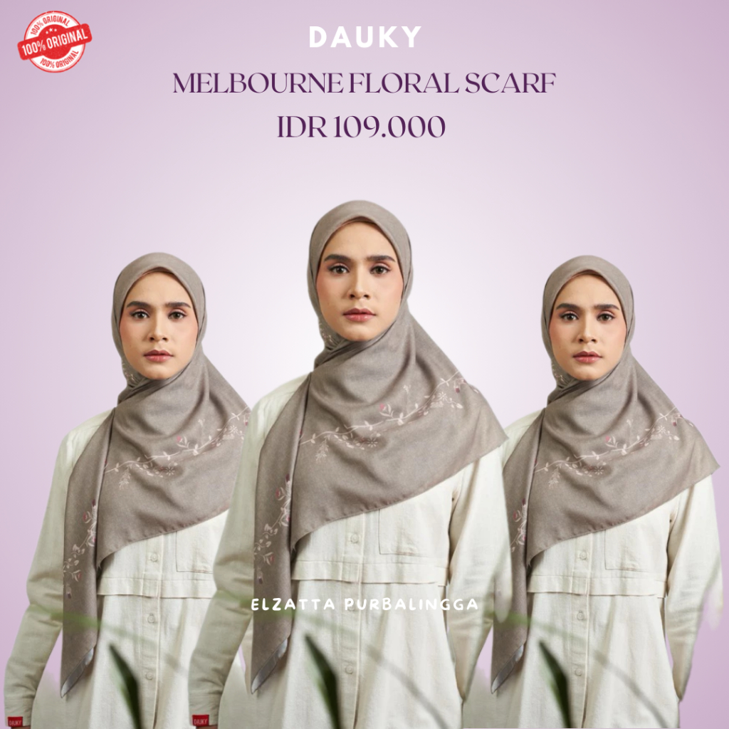 Dauky MELBOURNE FLORAL SCARF Hijab segiempat motif terbaru dauky scarf motif